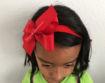 Red Bow Headband | Kids Red Bow Headband | 5" Large Red Bow Headband | Adult Red Bow Headband | Kids Red Big Bow Headband