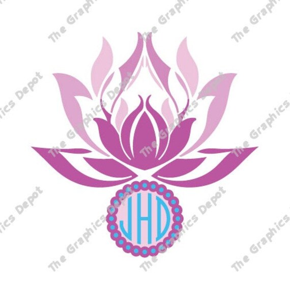 Lotus Flower Monogram Frame - Instant Download - svg, dxf ...