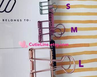 Planner Clips Hollow Binder Clips-Stationary/Office/Binder/Decorative Clip-Rose Gold, Silver, Gold,Turquoise,Hot Pink,Antique Blass-3 Size