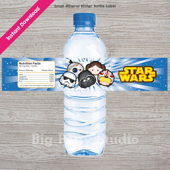 Star Wars Water Bottle Label Star Wars Party by Bigpartystudio