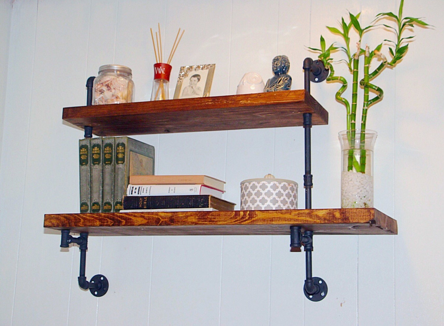 Reclaimed floating shelves industrial wood shelf by RustasticWood