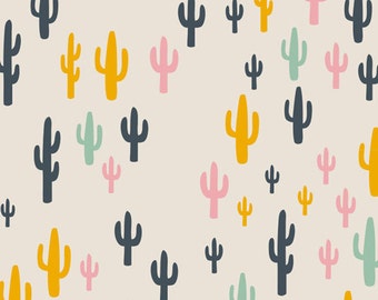 Cactus Field Fun, Cactus Fabric, Woodland Fabric, Morning Walk Collection,Cacti Field Fun, Art Gallery Fabrics,Leah Duncan, Nursery Fabric,
