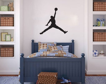 Michael Jordan wall decal Basketball Jumpman vinyl sticker wall art mural available in 8 different sizes and 30 different colors