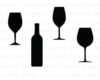 Wine glass svg - wine glasses clipart vector - wine bottle - wine glass silhouette svg, eps, dxf, png