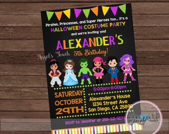 Halloween Party Invitation, Halloween Birthday Invitation Chalk, Halloween Costume Party Invitation, Halloween Invitation, Digital File