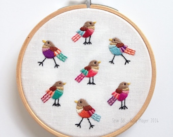 Mini Hand Embroidered Framed Hoop - 'Walking and Talking'