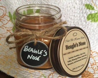 8oz Soy Candle/Beagle's Nose/Floral Scent/Handmade