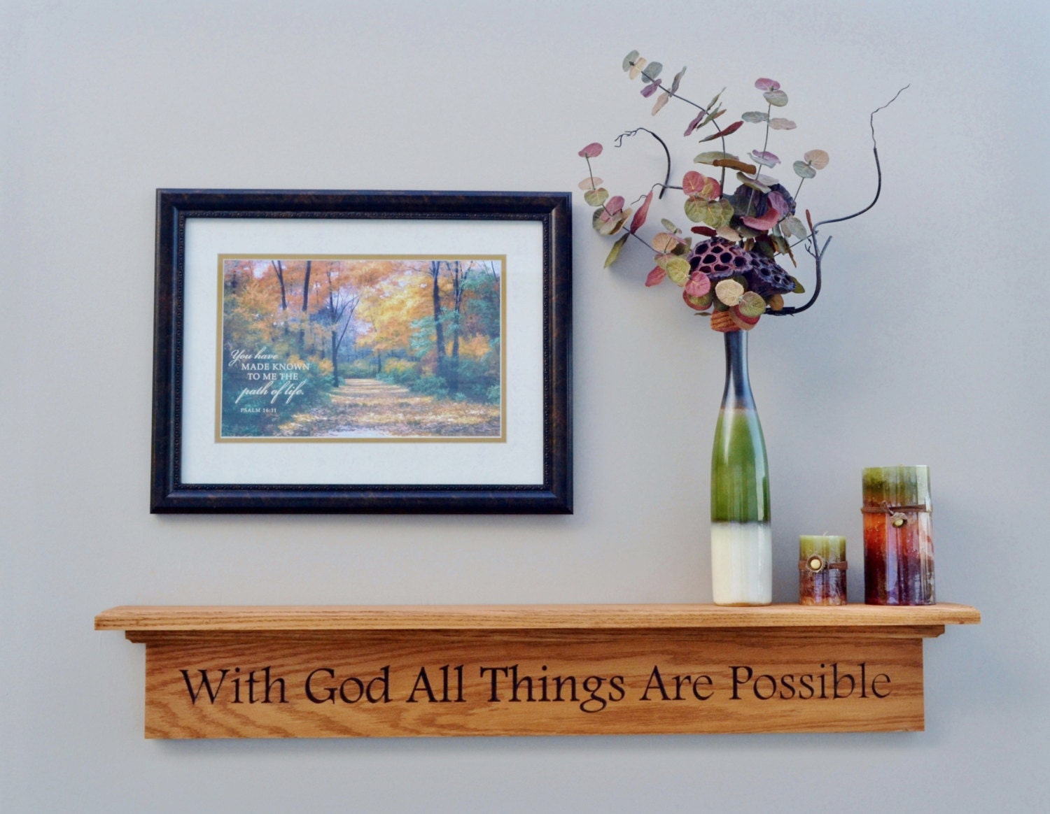 With God All Things Are Possible Wall Shelf Fireplace Mantel