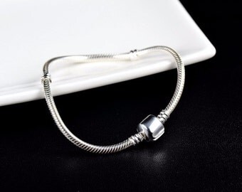 Silver Bracelet, Snake Bracelet, Charms Bracelet, Beading Bracelet, Compatible With Pandora Charms, Bracelet For Charms,Silver