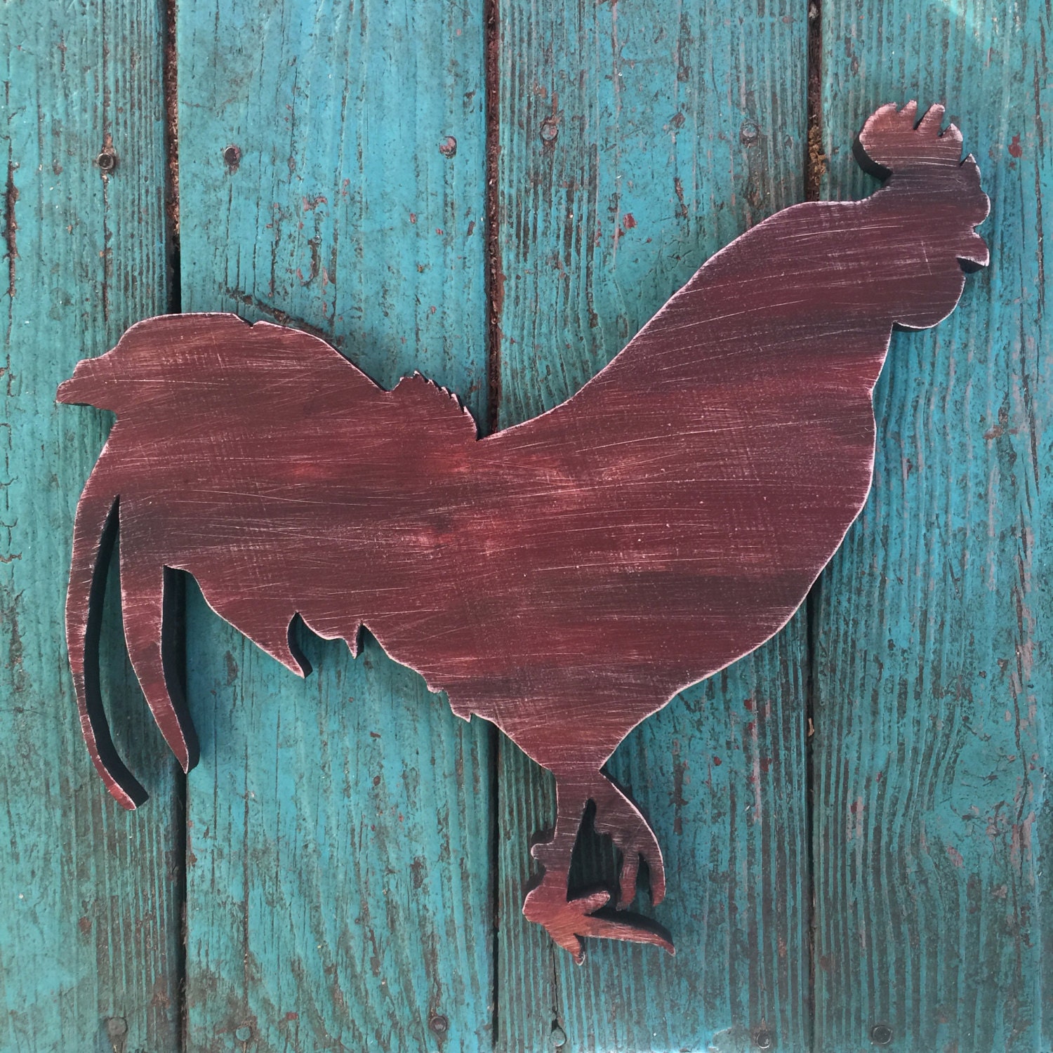 Wood Rooster 15x15 inch Door Hanger Wall Decor Farm Chicken