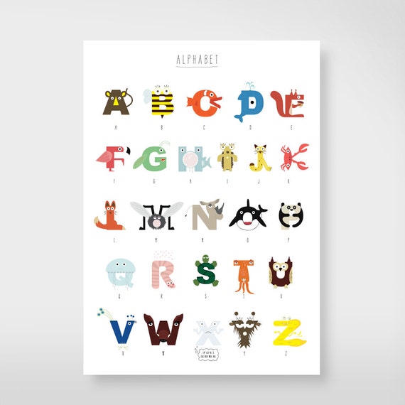 Items Similar To Animal Alphabet Poster On Etsy