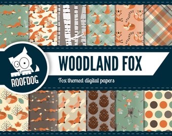Woodland foxes digital paper | autumn fox digital paper | fall foxes digital paper pack instant download | woodland creature digital paper