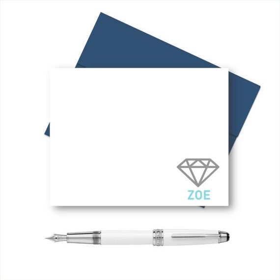 Personalized Stationery Set with Diamond Personalized Note