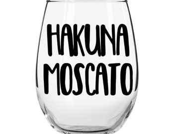 Hakuna Moscato Stemless Wine Glass, Lion King, Hakuna Matata