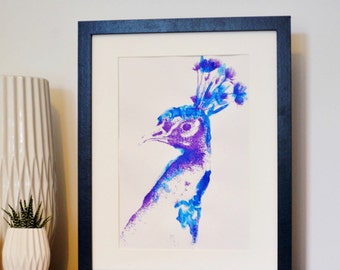 Hand drawn peacock | Etsy