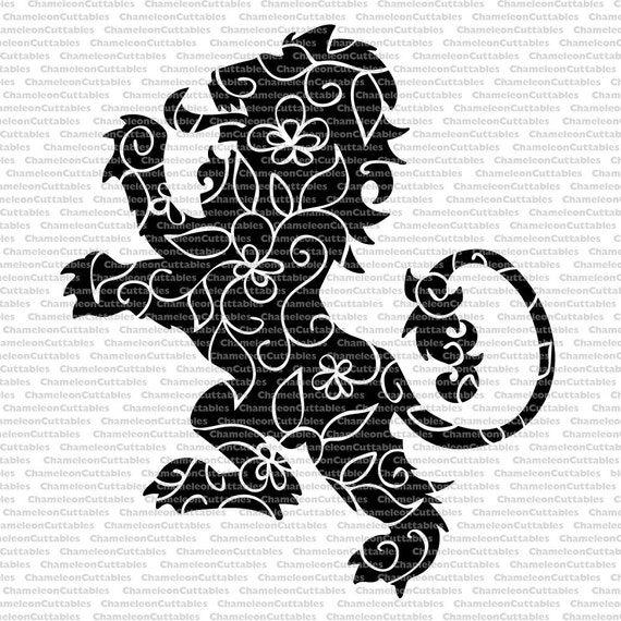 Download royal lion svg floral symbol vector cut file