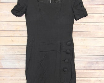 Vintage Black Button Dress