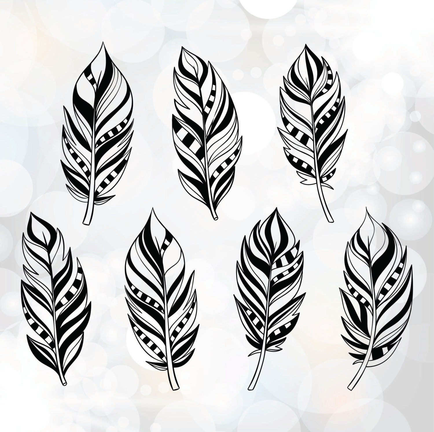 Download Boho feathers SVG Feather SVG Cut Files Tribal by Linescut
