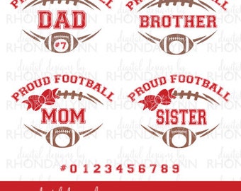 SALE! Football SVG, dxf, eps, jpg, png, Proud Football Dad, Proud Football Mom, Proud Football Brother, Proud Football Sister Cut Files