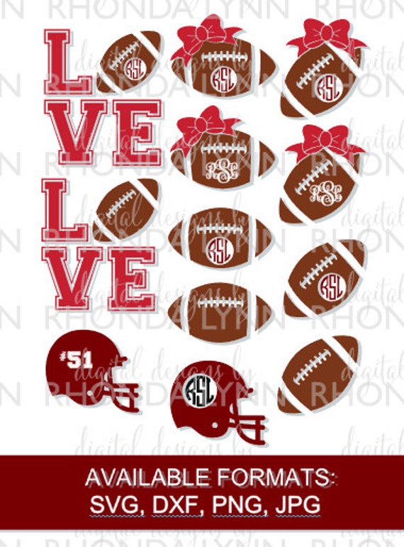 Download SALE Football Monogram svg dxf jpg png Vector Cut File