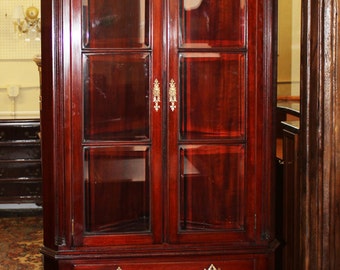 Best Ever 93 in Tall Carved Centennial Chippendale Mahogany Corner Cabinet C1890
