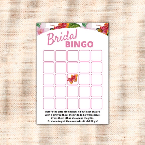 Tropical Bridal Shower Bingo Printable Instant Download