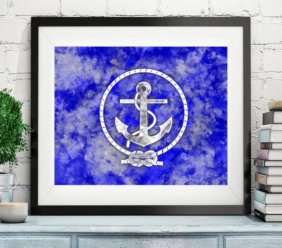 Nautical Flag Art Anchor Flag Print Nautical Poster Office