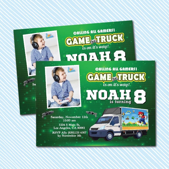 Digital Printable Game truck Birthday Invitation. by kodomoartshop