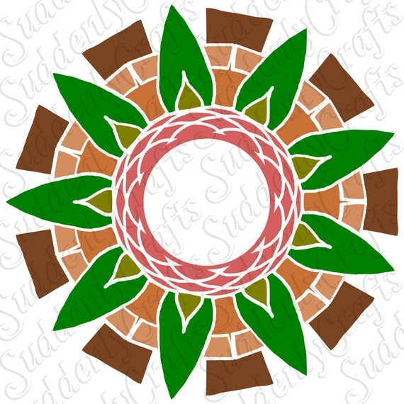 Download Pineapple Mandala Circle Monogram Frame SVG