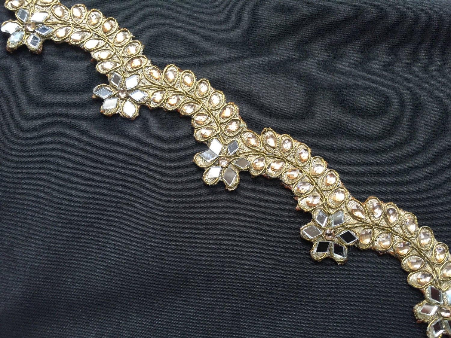 Indian Zari Mirror Embroidery Trim Cutwork Golden Zari