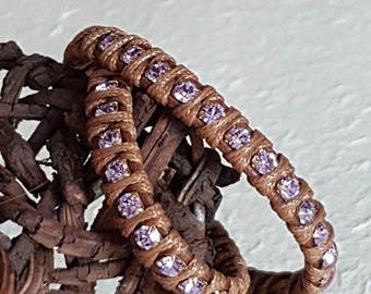 Double small crystals bracelet Chan Luu "Brown-Violet"