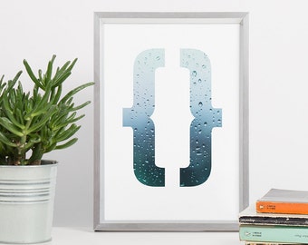 Drops Printable Art - Blue Abstract Poster Art - DIN A4 - Digital Abstract Art - Water Printable Art - Coworker Gift - Office Decoration