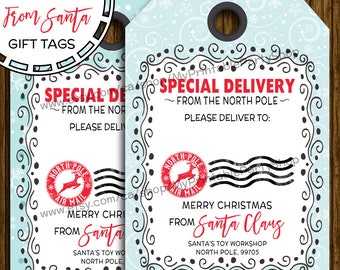 Items similar to PRINTABLE Special Delivery From Santa Labels for ...