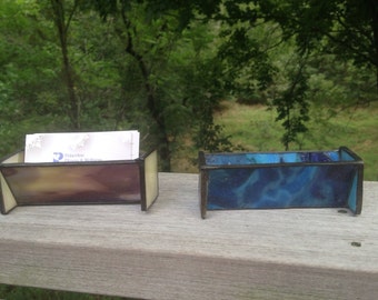 Custom Made Glass Business Card Holder for Desk