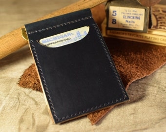 Slim leather wallet, Men's money clip wallet, front pocket wallet