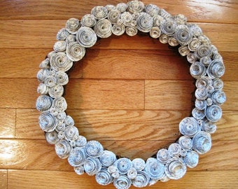 Paper Rose Wreath in 8" , 10" or 12" sizes