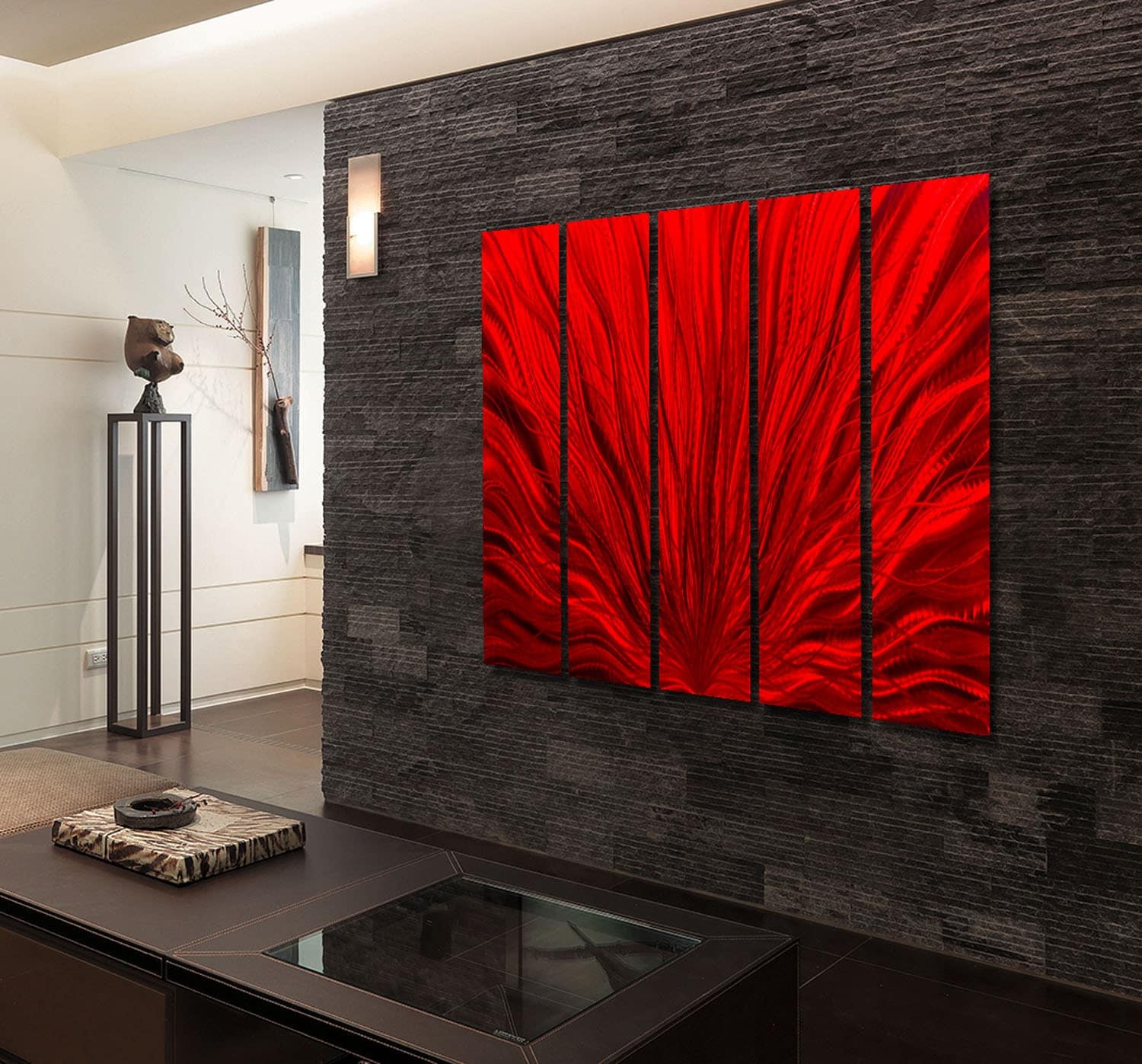 Extra Large Indoor Outdoor Modern Metal Wall Art Painting Red