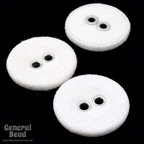 15mm White Cloth Covered Button 4860