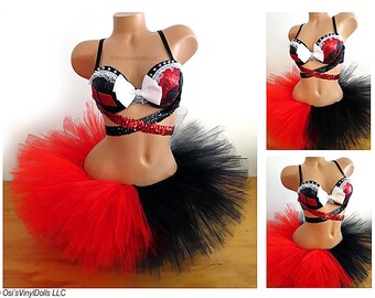 Harley Quinn Rave Outfit, Rave Bra, TuTu, Harley Quinn Costume, EDM Outfit, Festival Wear, EDM Bra