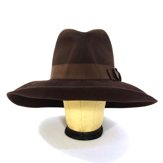 Wide Brim Felt Fedora / Vintage 1970s Women's Soft