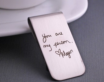 Custom Handwriting Money Clip, Christmas Gift, Personalized Gift for Him, Custom Handwriting Gift for Husband
