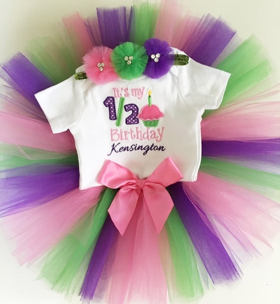 Baby Girl Half Birthday Tutu Set by CardsandMoorebyTerri on Etsy