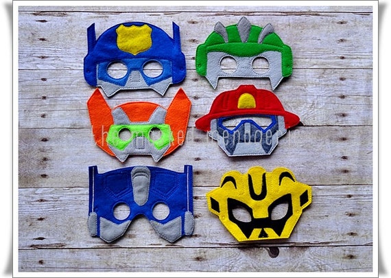 Rescue Masks Rescue Bot Masks Set of 6 Transformers Felt