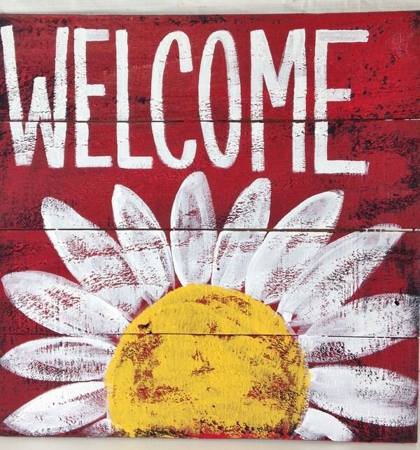 sign plaque daisy painting wood pallet by trimblecrafts