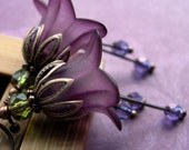 Romantic Deep Purple Flower Earrings - Dark Purple Flowers, Gift for Gardener, Garden Wedding, Vintage Style Jewelry, Bridemaid Jewelry