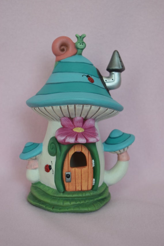 Ceramic Fairy Garden House  Fairy Garden Striped Fairy