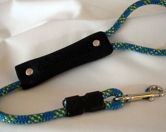 Short Dog Leash - Rope Dog Leash - Climbing Rope Dog Leash - Ergonomic Handle - 2 Feet Long - 8mm Blue Climbing Rope - READY TO SHIP