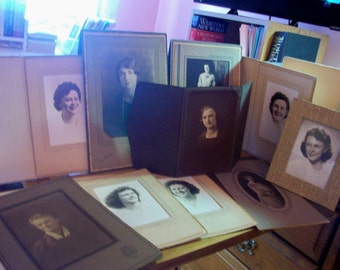 vintage photos--12 photos in 12 folders each is 1 lady dressed up for a portrait
