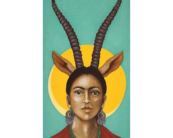 Frida Kahlo Folk Art Print of Acrylic Painting - Mexican inspired Wall Art & Home Decor by Tamara Adams