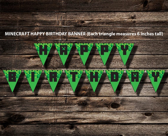minecraft happy birthday banner printable digital by traciblehm